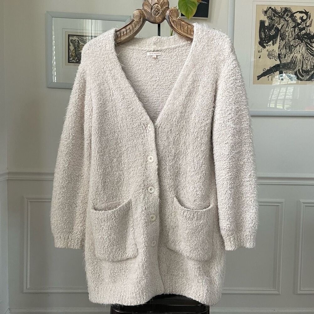 Stitch Fix Skies Are Blue Soft Shaggy Chunky Cardigan Ivory L